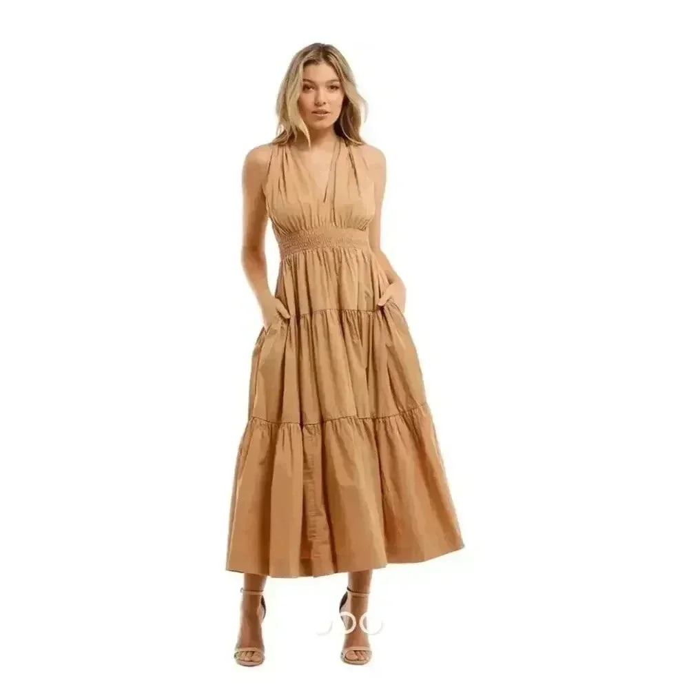 SWF Tiered Maxi Dress - Brown S
